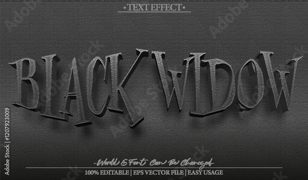 Obraz  Black Widow Vector Text Effect Editable Alphabet Animal Spider Venomous