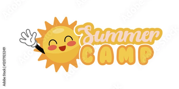 Fototapeta Summer camp editable logo