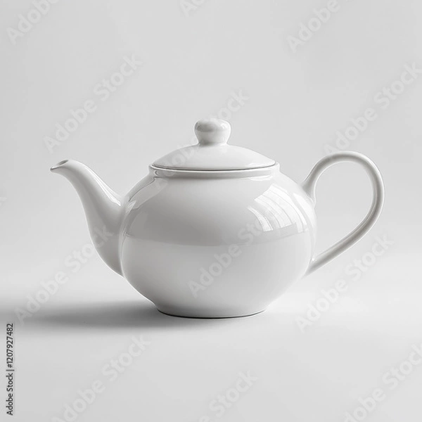 Obraz White teapot, simple shape, white background