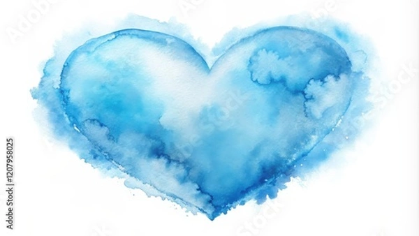 Fototapeta Abstract Watercolor Heart Shape in Shades of Blue