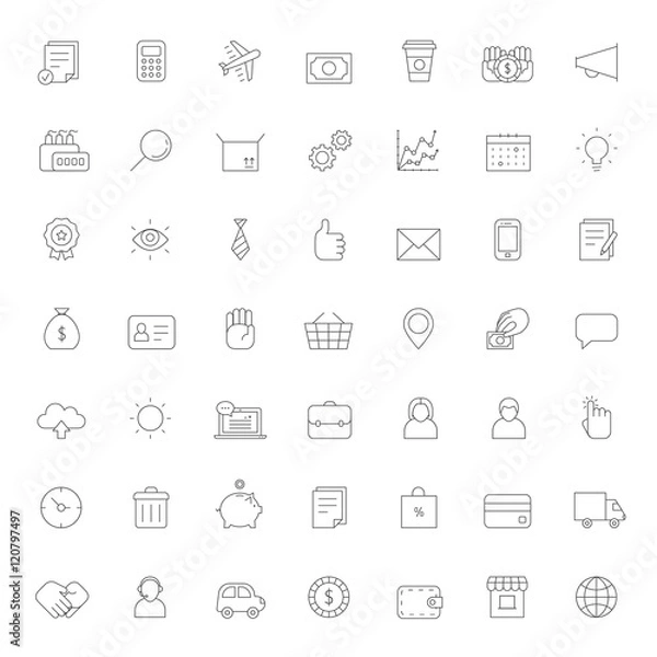 Obraz Outline business icons vector big set. Simple design.