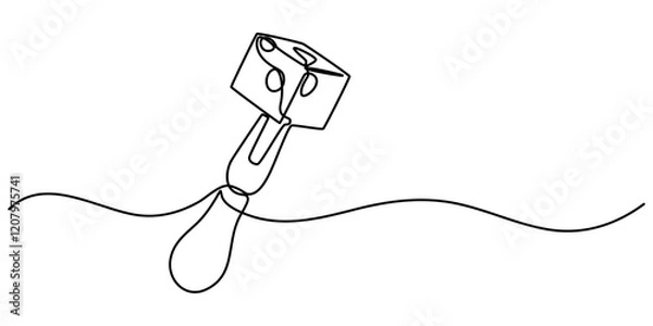 Fototapeta Fork cheese fondue icon, cheese fork continuous one line drawing, Cheese Continuous Line Art Illustration, Long fork is a tool to help eat food. Stay warm when the weather gets cold. National Cheese.