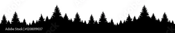 Obraz FRISE DE SILHOUETTES DE SAPINS