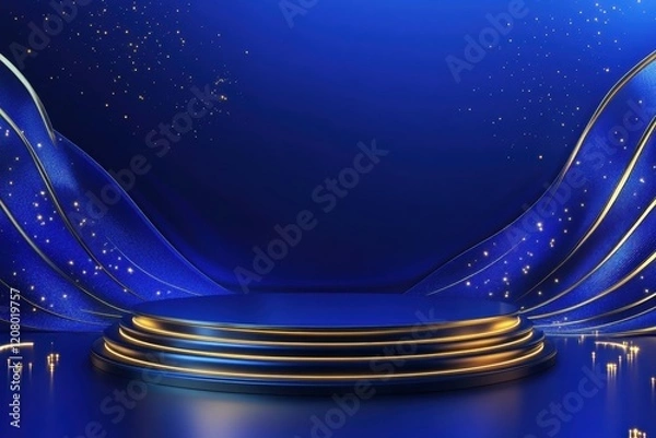 Fototapeta Elegant Minimalist Abstract with Flowing Blue Waves, Smooth Textures, and Modern Design in Serene Light and Shadow