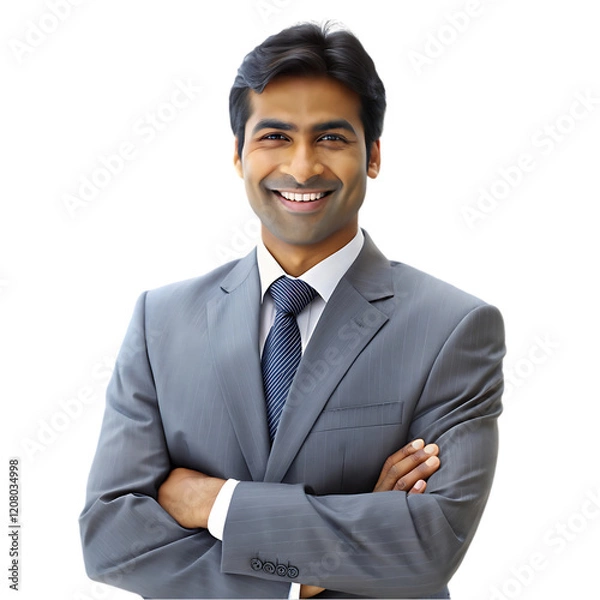Obraz Confident Indian Businessman Portrait Professional Success tie suit grey team work smile  