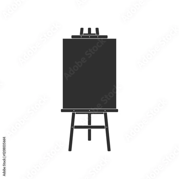 Fototapeta Wooden Easel icon. Paint desk and white paper Isolated on background. Blank canvas on painting easel.