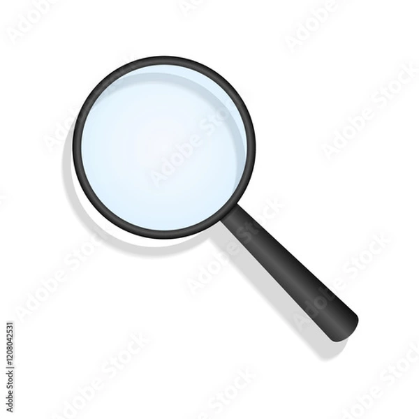 Fototapeta Realistic magnifying glass isolated on white background, vector illustration.