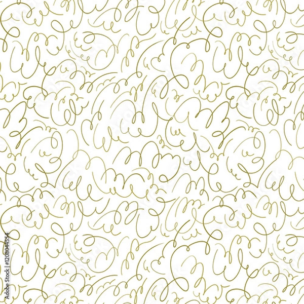 Fototapeta A seamless pattern featuring abstract squiggles and strokes, perfect for modern backgrounds, textile designs, stationery, and digital projects. 