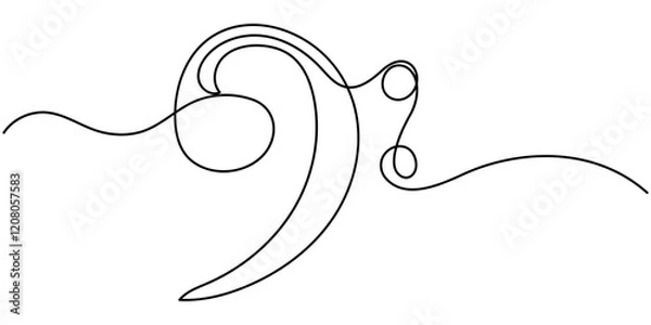 Fototapeta Treble and Bass Clef continuous one line drawing, continuous line drawing of treble clef music notes minimalist, Musical notes, Music Note Icon, f clef music note