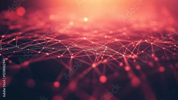 Fototapeta Abstract lines pattern technology on red gradients background