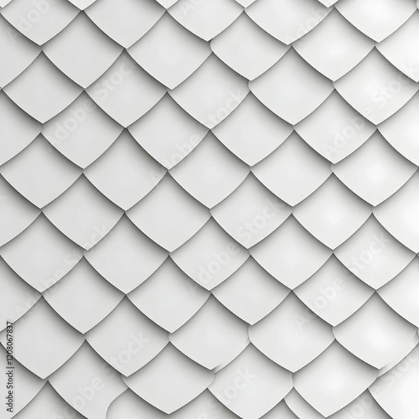 Fototapeta White 3D Scale Pattern Background