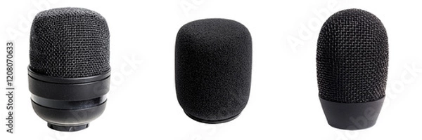 Fototapeta Set of a small foam mic cover isolated on a transparent background