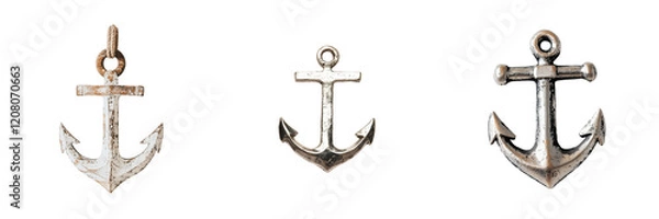 Fototapeta Set of small anchor symbol isolated on a transparent background