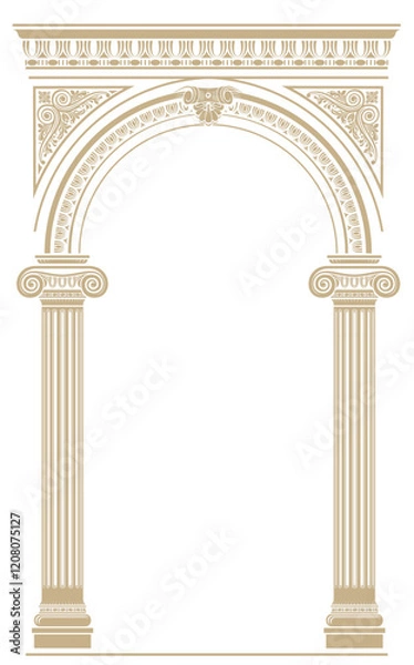 Obraz Contouring coloring of classical arch. Classic antique portal with columns in vector graphics