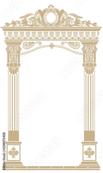 Obraz Contouring coloring of classical arch. Classic antique portal with columns in vector graphics