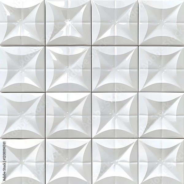 Fototapeta 3d geometric abstract white tile seamless pattern