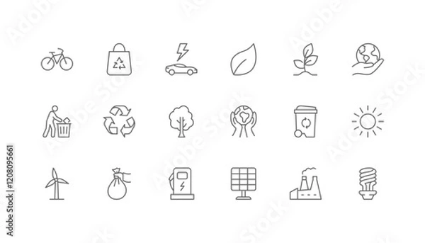 Fototapeta Ecology | Set of line icons with editable stroke