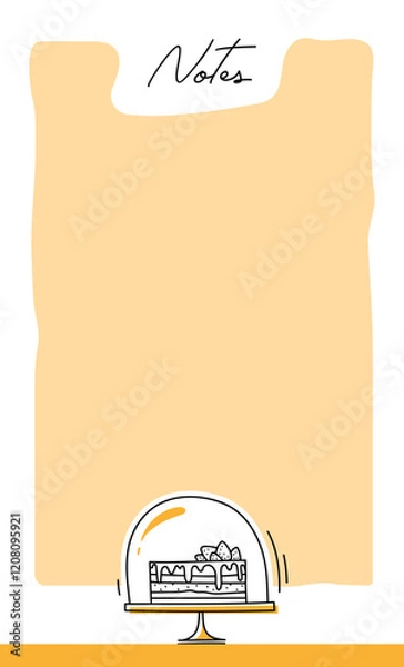 Fototapeta Planner template with cake. Daily notes. Vector illustration. Dessert menu.