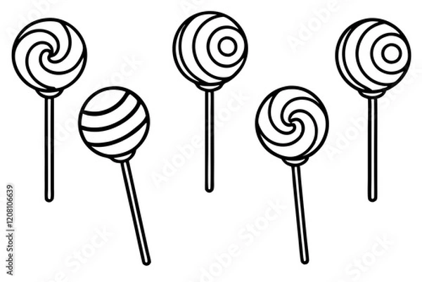 Obraz Monochrome Lollipop Vector Line Set