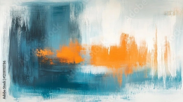 Fototapeta Vibrant Abstract Energy, dynamic brush strokes in warm burnt orange and cool cyan, exuding artistic flair and movement. textures for poster and banner design