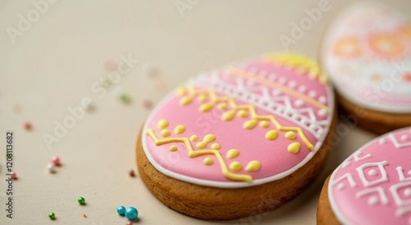 Fototapeta Colorful Easter cookies decorated with intricate icing designs