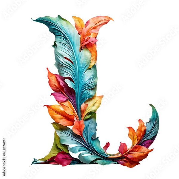 Obraz Letter L Composed of Colorful Leaves Transparent PNG 