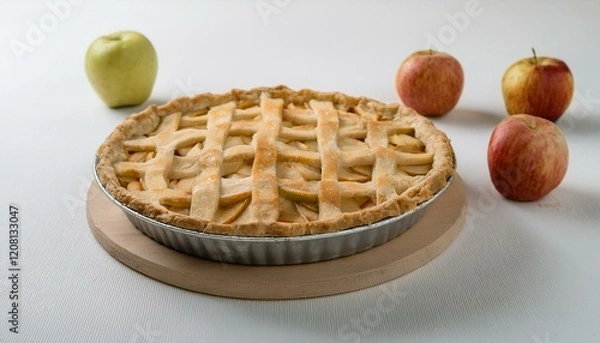 Fototapeta 바삭하게 구운 파이 크러스트 속에 달콤한 사과와 시나몬이 가득 담긴 따뜻한 애플파이