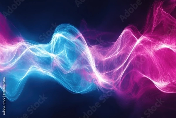 Fototapeta Futuristic Neon Waves with Glowing Abstract Curves, Vibrant Colors, and Digital Art Aesthetics for Modern Design and Dynamic Light Patterns