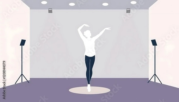 Fototapeta Ballet Dancer Studio Photoshoot Minimalist Illustration