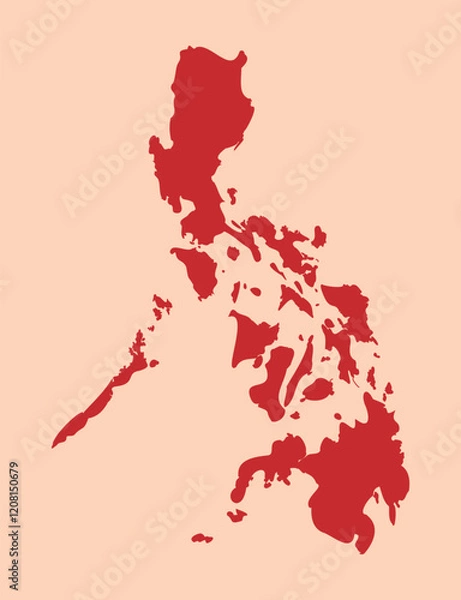 Fototapeta Philippines simple flat red map