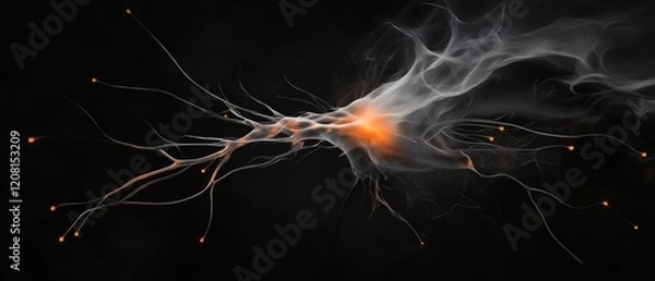 Fototapeta a neuron is shown with orange light