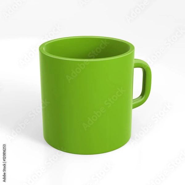 Obraz Caneca verde isolada sobre fundo branco.