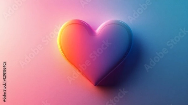 Fototapeta A simple and elegant heart-shaped design with soft gradient colors, minimalist Valentine's Day card 