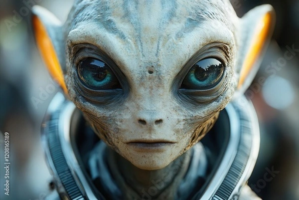Obraz closeup of an alien figure inside a ufo evoking a sense of otherworldly horror with intricate details showcasing advanced technology and eerie atmosphere