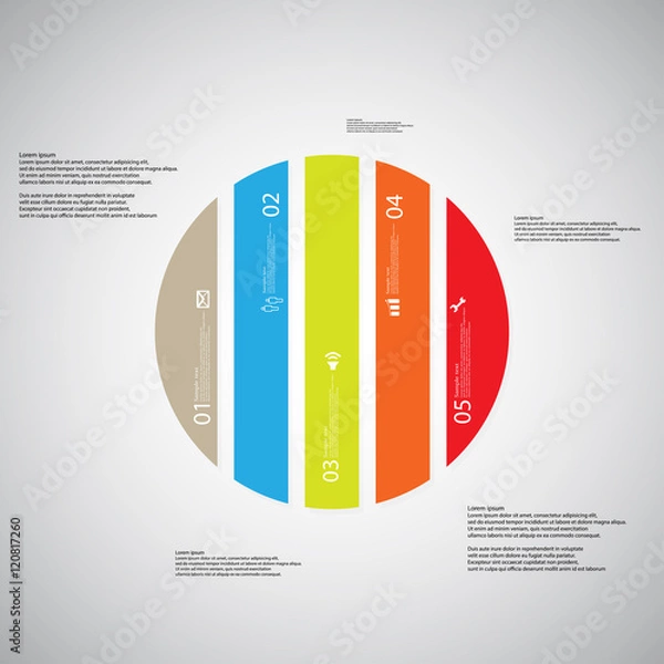Obraz Circle illustration template consists of five color parts on light background