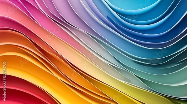 Fototapeta Abstract Colorful Wavy Paper Layers Design