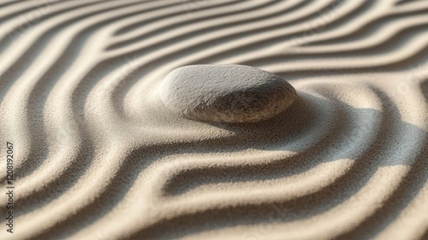 Obraz Smooth Stone on Textured Sand Creating Calming Patterns