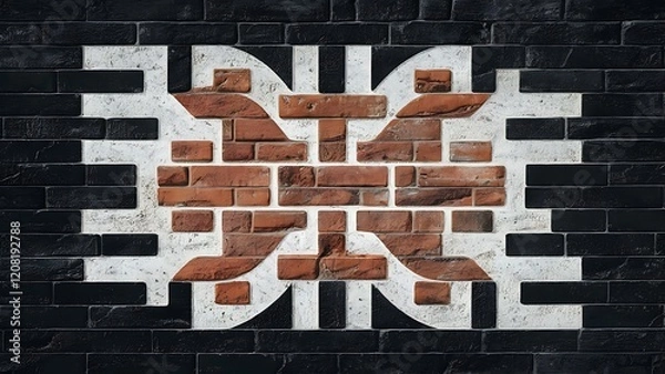 Obraz Texture of a stone wall, Black wall as background, texture of a black brick wall brickwork background for design, white texture background for Old white brick rough surface.