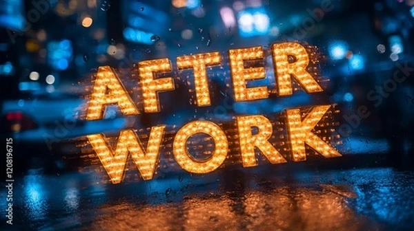 Fototapeta Text "AFTER WORK" with blurred abstract background.