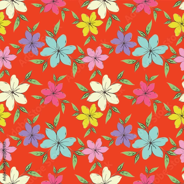 Fototapeta cute flower pattern for design fabric textile or wall decor
