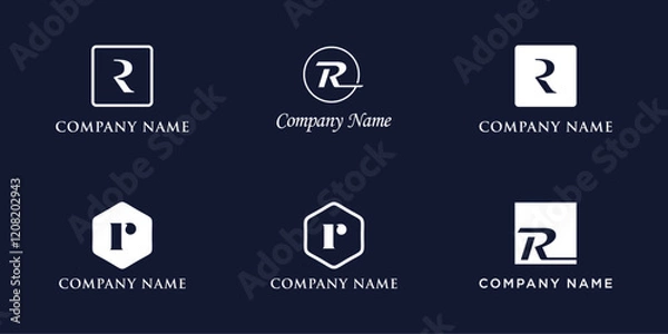 Fototapeta R Letter Logo Set Monogram style, bundle vector