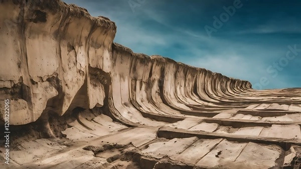 Fototapeta Top view of aged concrete wall for background