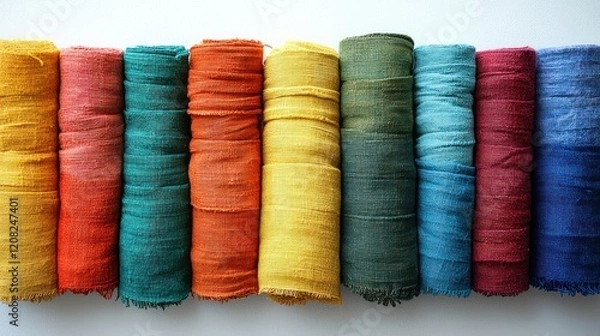 Obraz Vibrant Rainbow Colored Rolled Fabrics