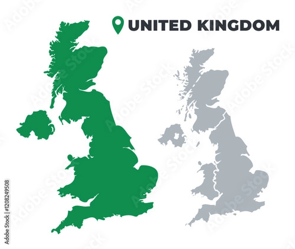 Fototapeta United Kingdom map simple flat outline vector set