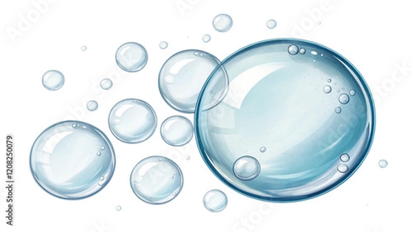 Obraz Clear blue water bubbles, cut out