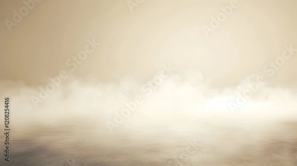 Obraz A light fog creating a dreamy ambiance, softly illuminated against a neutral beige background, no visual distractions