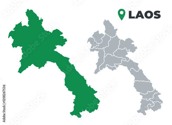 Fototapeta Laos map simple flat outline vector set