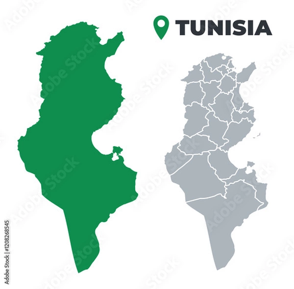 Obraz Tunisia map simple flat outline vector set