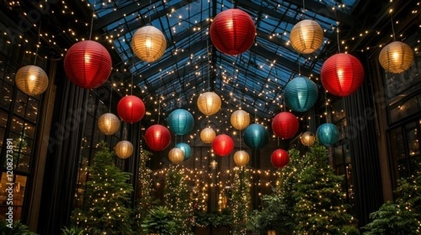 Obraz Enchanted Conservatory Christmas Lights
