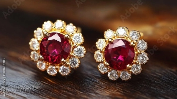 Fototapeta flower-shaped diamond earring generative ai